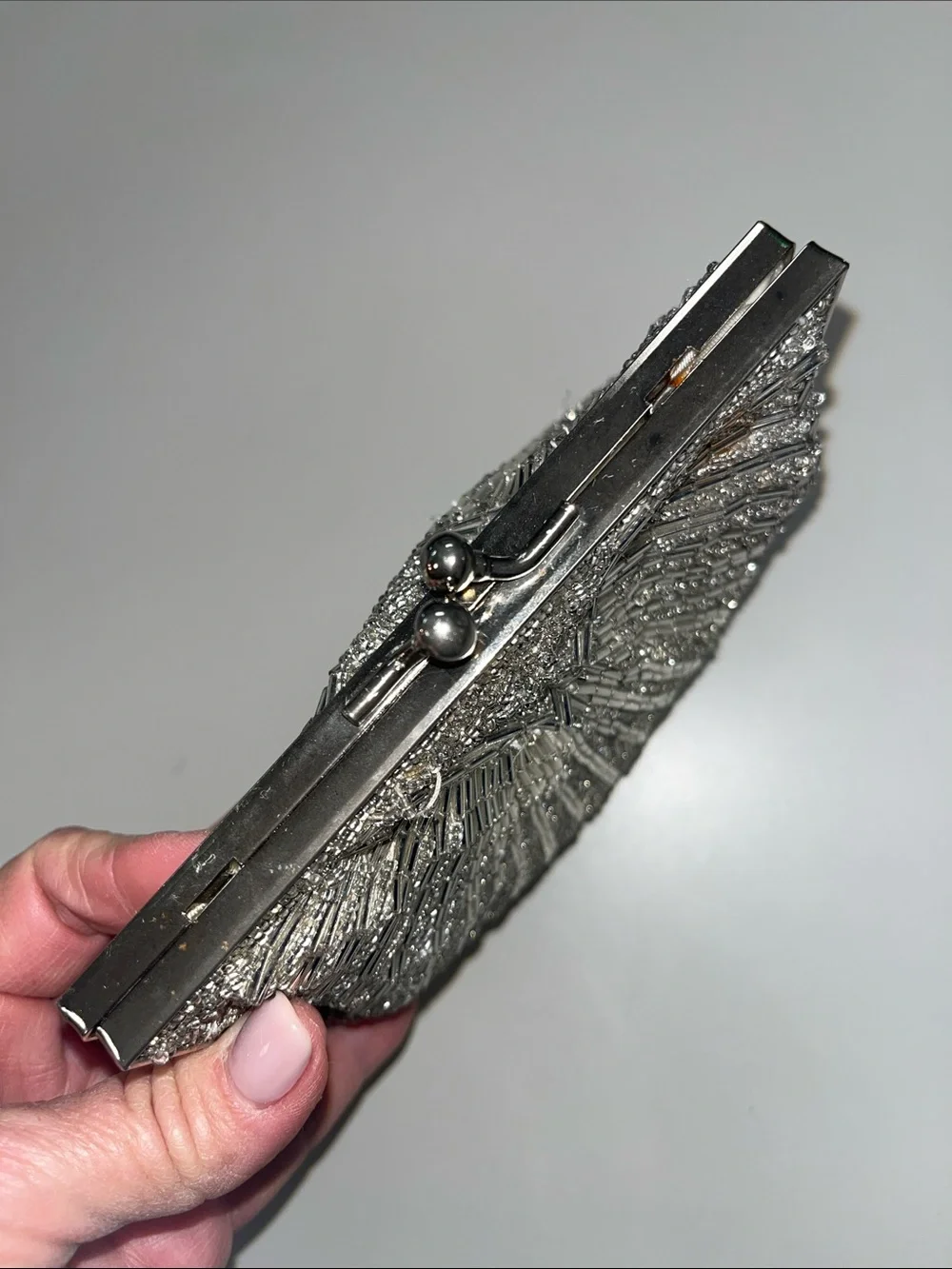 Silver Shell-Style Evening Crossbody / Clutch Bag